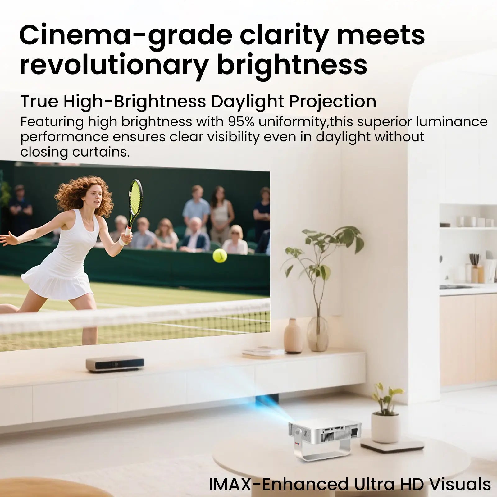 Geitepor YT1 projector with cinema-grade clarity and high-brightness daylight projection for ultra HD home theater visuals