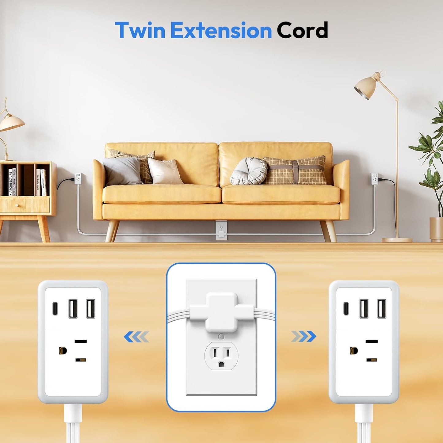 6-in-1 Twin Extension Cord - Never Run Out of Outlets Again! š„