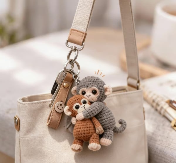 đCrochet Punch Monkey Keychain
