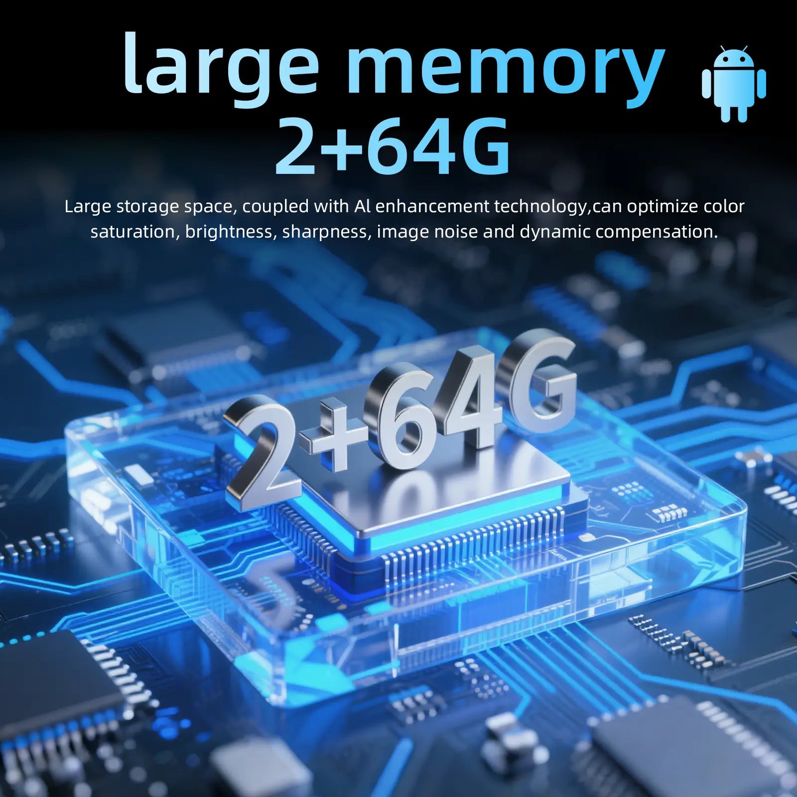 Geitepor LJ5 projector with 2GB RAM and 64GB ROM large memory for smooth performance and AI optimization