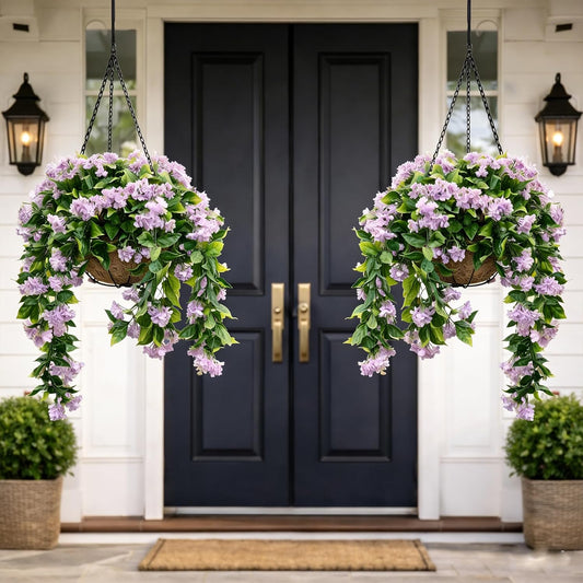 2026 Summer Hot Sale 49% OFF🌸Faux Crepe Myrtle Hanging Baskets – Ultra-Realistic🌸✨(2 pcs)