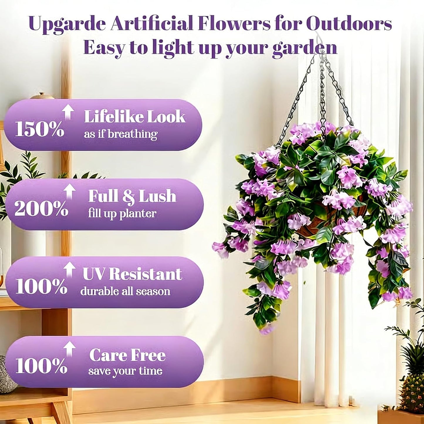 2026 Summer Hot Sale 49% OFF🌸Faux Crepe Myrtle Hanging Baskets – Ultra-Realistic🌸✨(2 pcs)