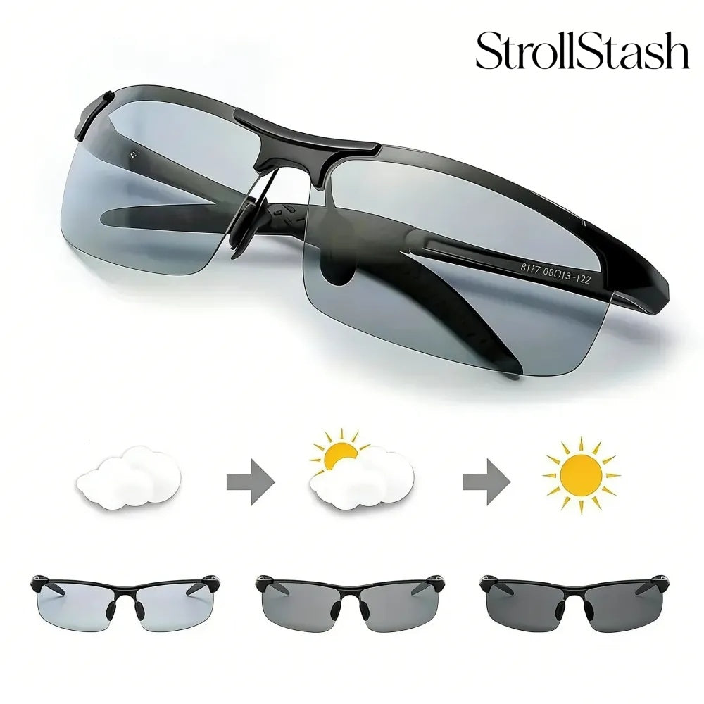 StrollStash™ HD Polarized Photochromic Sunglasses UV400 Protection | Retro Oversized Square | Unisex 2026 Essential
