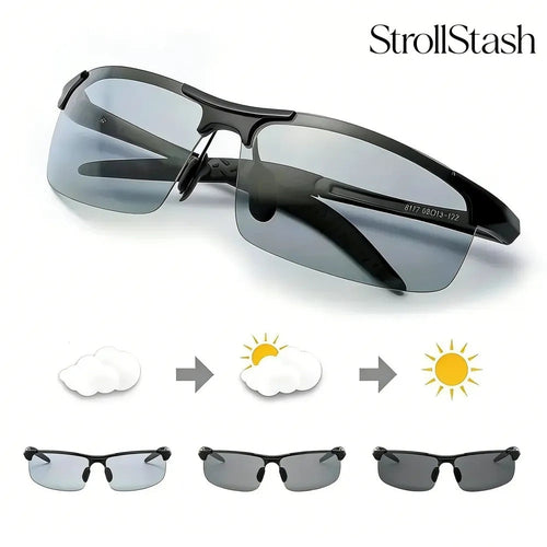 StrollStash™ HD Polarized Photochromic Sunglasses UV400 Protection | Retro Oversized Square | Unisex 2026 Essential