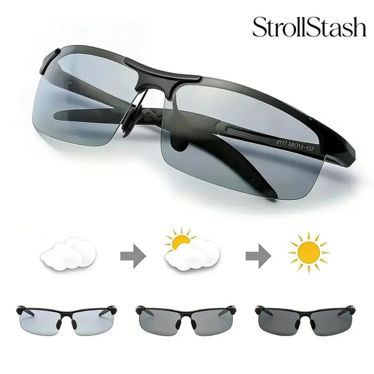 StrollStash™ HD Polarized Photochromic Sunglasses UV400 Protection | Retro Oversized Square | Unisex 2026 Essential