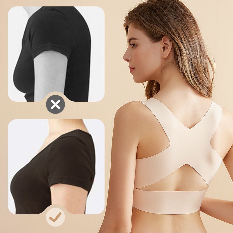 Front Closure Cross-Back Wireless Posture Bra
