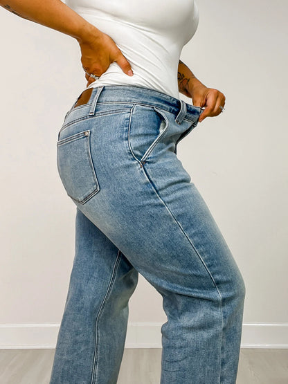 High Rise Double Button Wide Leg Jeans (Buy 2 Free Shipping)
