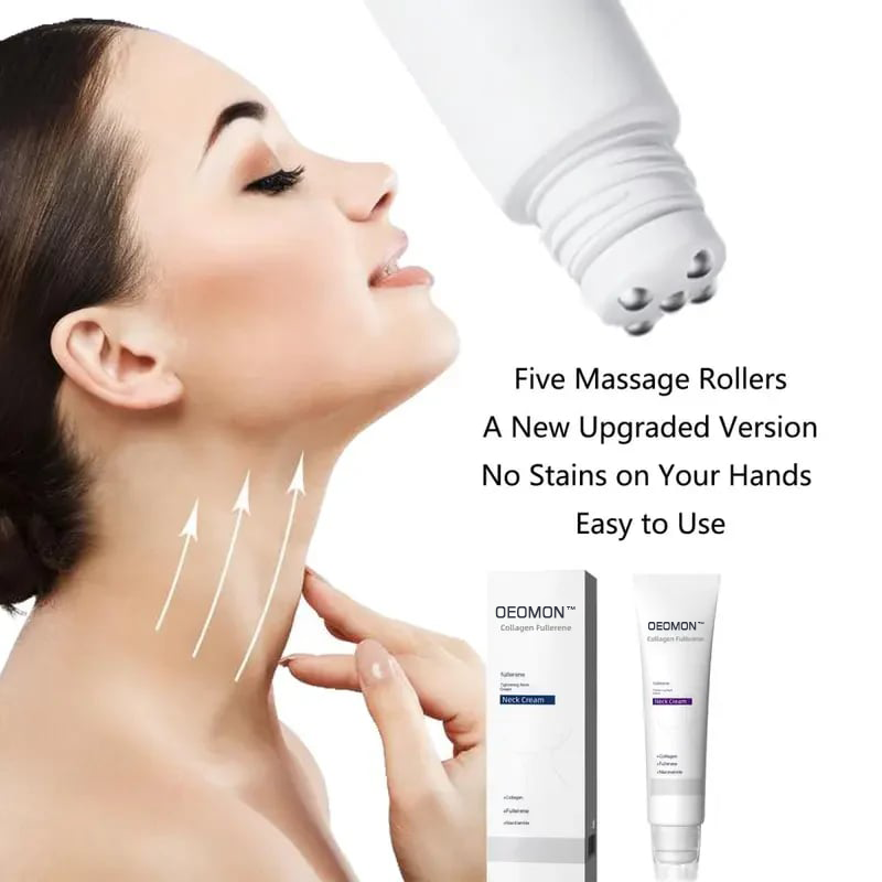 Reduces Wrinkles and Double Chin,Five Rollers for All Around Massage,Neck Firming Cream