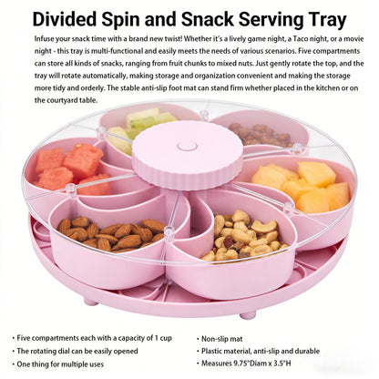 Divided Serving Tray That Spins – Perfect for Snacks, Dips & Party Appetizers