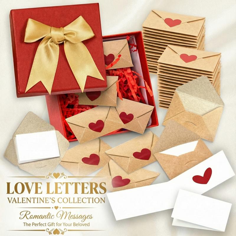 DIY Love Notes Box - Mini Blank Cards & Envelopes for Him Her