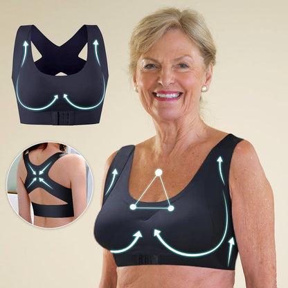 Front Closure Cross-Back Wireless Posture Bra