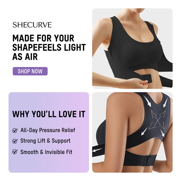 Front Closure Cross-Back Wireless Posture Bra