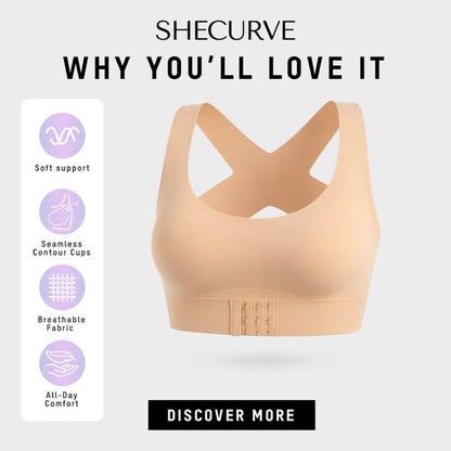 Front Closure Cross-Back Wireless Posture Bra