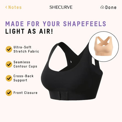 Front Closure Cross-Back Wireless Posture Bra
