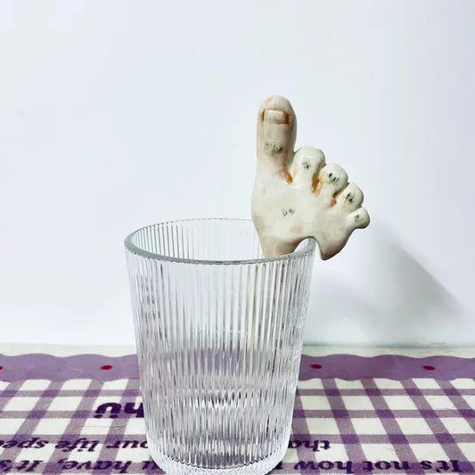 🔥 ✨Foot-Shaped Ceramic Straw – Handmade Pottery Drink Stirrer