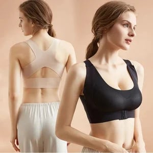 Front Closure Cross-Back Wireless Posture Bra