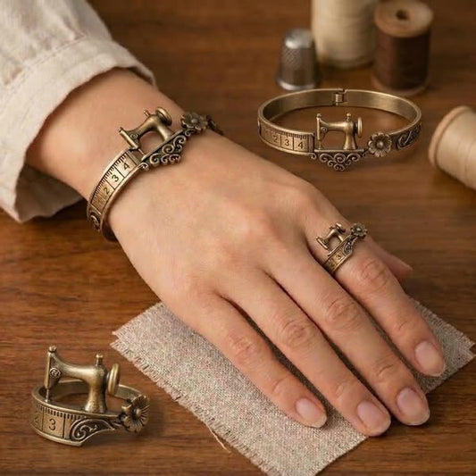 Sewing Machine Bracelet & Ring Set🧵