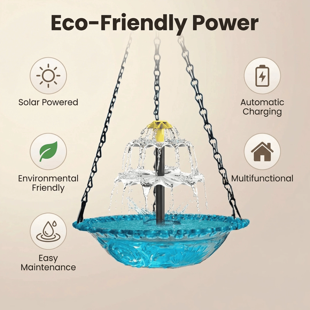 🔥2026 Spring special offer 49% off - 🐦Solar Cascade Hanging Bird Bath Fountain