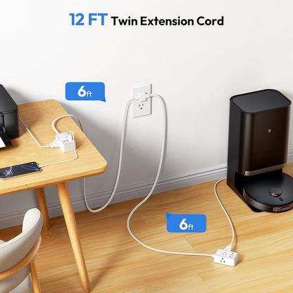 6-in-1 Twin Extension Cord - Never Run Out of Outlets Again! 🔥