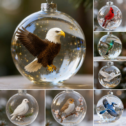 🎄 Elevate Your Holidays with Nature’s Most Iconic Birds – Glass Ornament Set 🐦✨