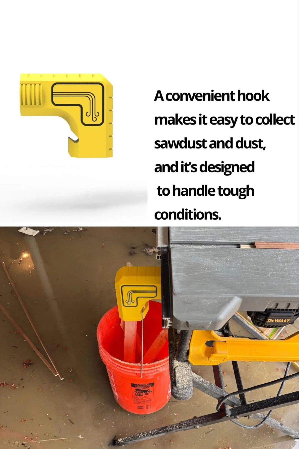 🔥LAST DAY 50% OFF - 🛠️Table Saw Dust Extraction Adapter Vacuum-Free Gravity Dust Collection, Bucket-Ready, Zero-Cleanup Design