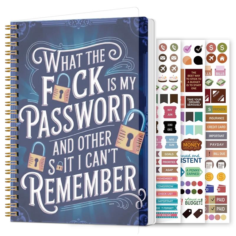 🔥Last Day 49% OFF - 📅Funny Password Notebook - Spiral Bound with Lock Icons & Funny Security Phrases✍️