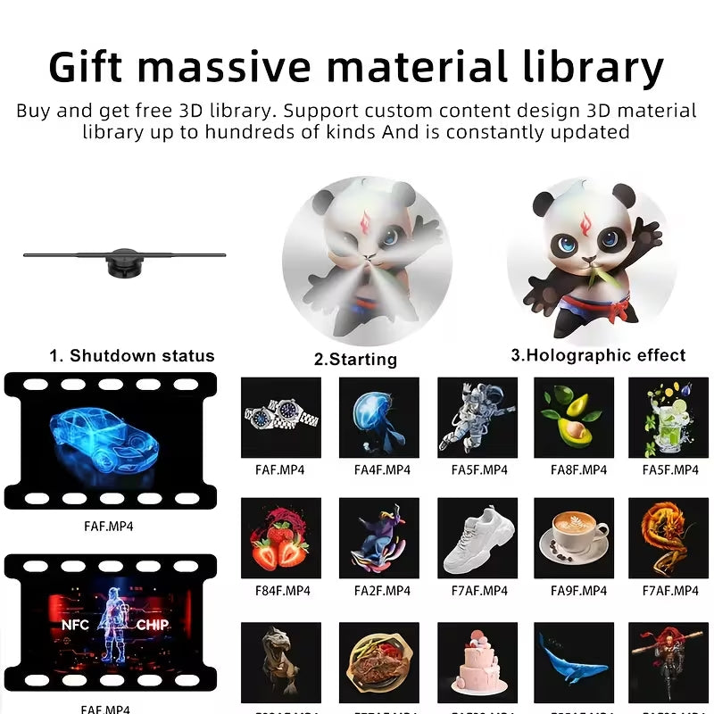 🎉 Hot Sale 🔥 3D Hologram LED Fan Projector - Create Your Own Personalized 3D Visual Display😍