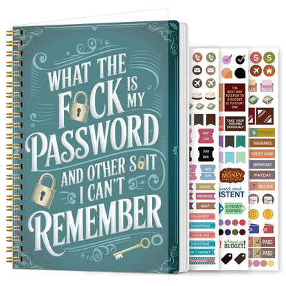 🔥Last Day 49% OFF - 📅Funny Password Notebook - Spiral Bound with Lock Icons & Funny Security Phrases✍️