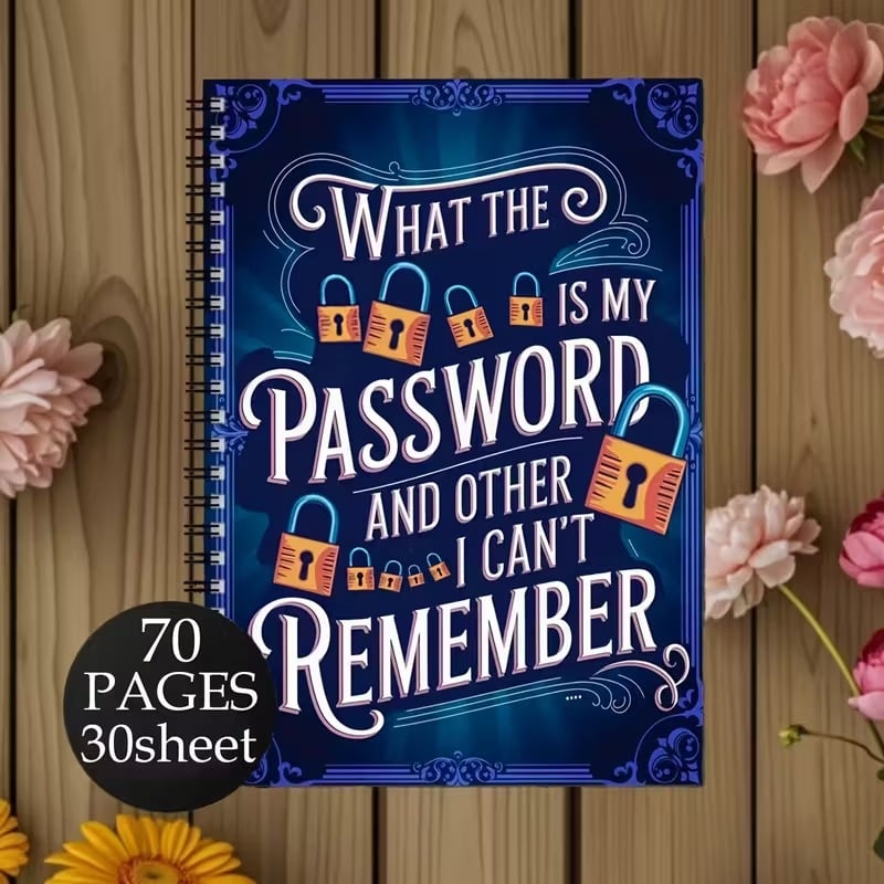 🔥Last Day 49% OFF - 📅Funny Password Notebook - Spiral Bound with Lock Icons & Funny Security Phrases✍️