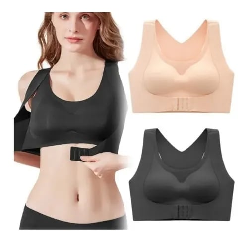 Front Closure Cross-Back Wireless Posture Bra