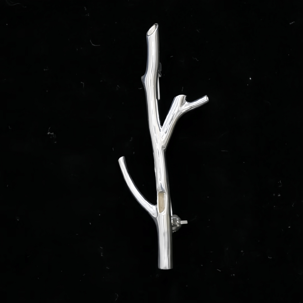 Silver Wearable Branch Flower Vase Brooch