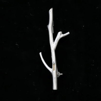 Silver Wearable Branch Flower Vase Brooch