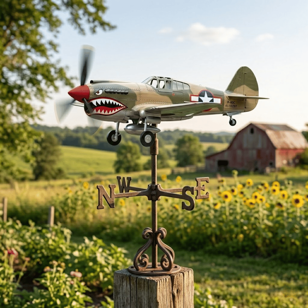 Shark Mouth Warplane Garden Wind Spinner