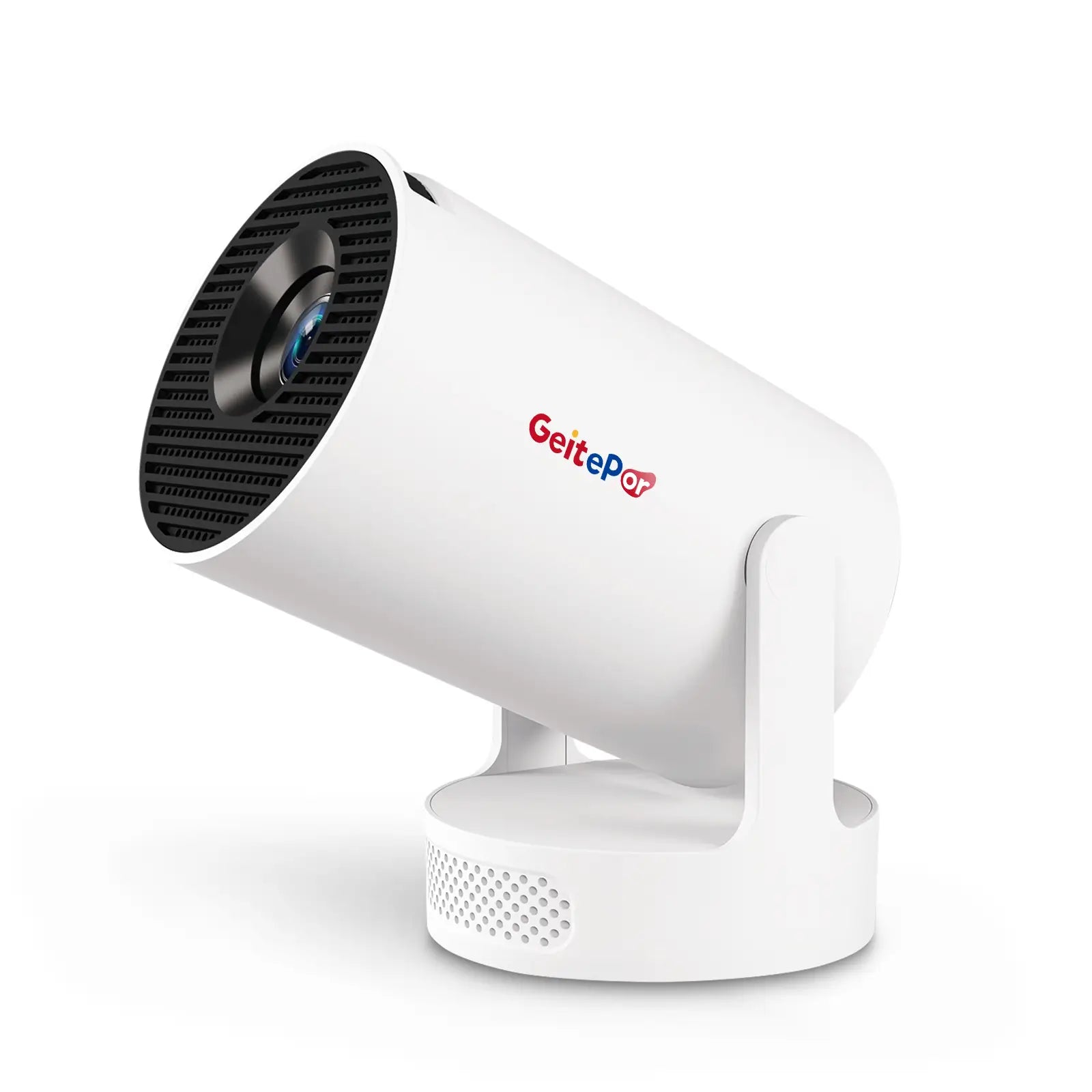 Geitepor K3 Mini Projector with compact cylindrical design, front angled view