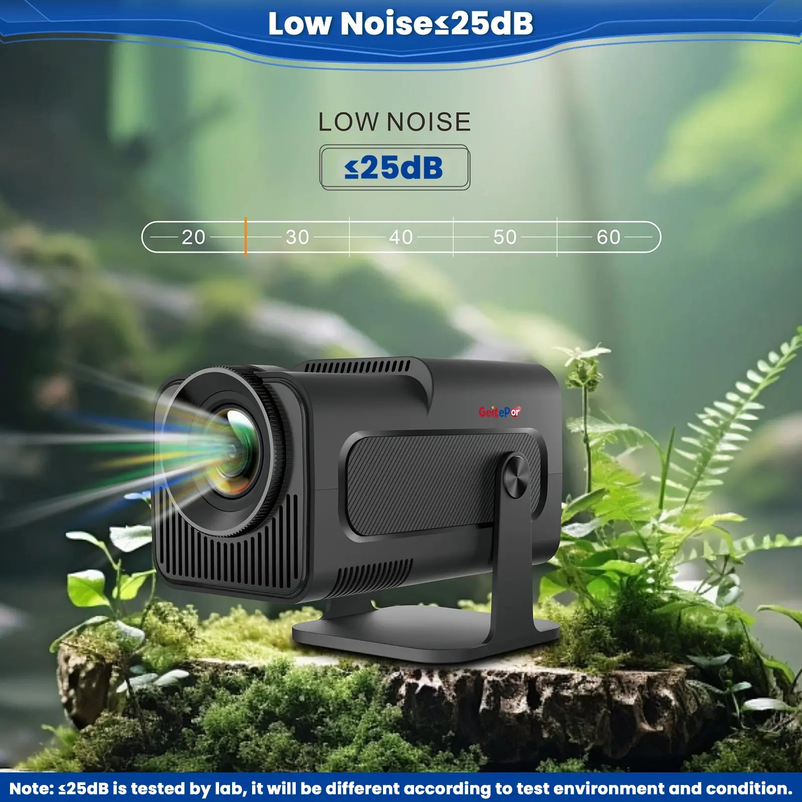 K5 Mini Projector with ultra low noise level ≤25dB, quiet operation for a better home theater and study environment