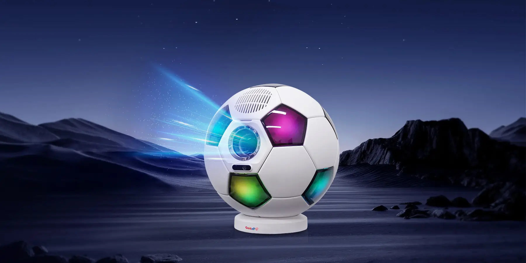 K7 soccer design smart projector with 1080P Full HD, 4K support, 400 ANSI brightness, auto focus, keystone correction, ambient light, and Bluetooth microphones